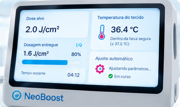 NeoBoost — representação conceptual: controle dose temperatura